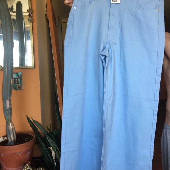 H&M Blue Twill High Waist Wide Leg Pants Size 14 - Picture 6 of 9